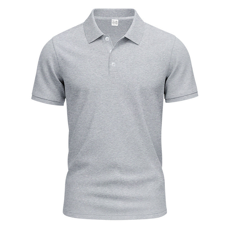 Men's polo collar shirt with slim fit, breathable mesh structure, and flat two-button placket StylebySassy