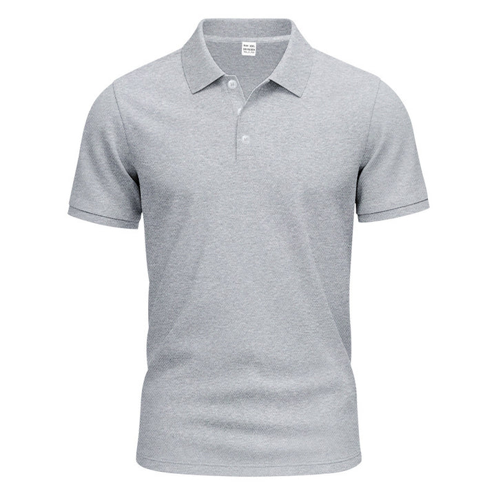 Men's polo collar shirt with slim fit, breathable mesh structure, and flat two-button placket StylebySassy