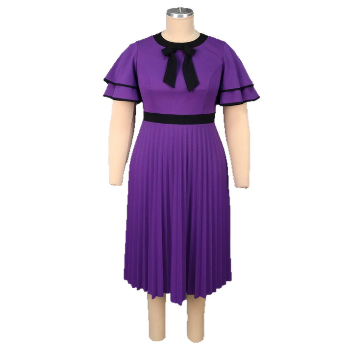 Women's pleated midi dress with elegant ruffle details StylebySassy
