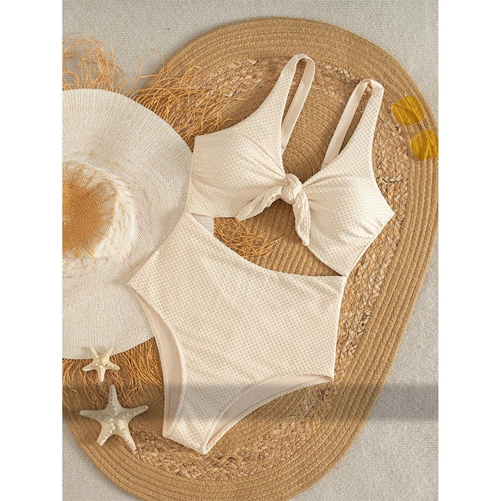 Women's One-Piece Swimsuit with Cut-Out Design and Chic Knot Detail