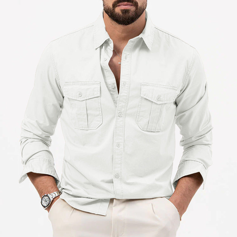 Men's narrow fit casual shirt with chest pockets and Kent collar StylebySassy