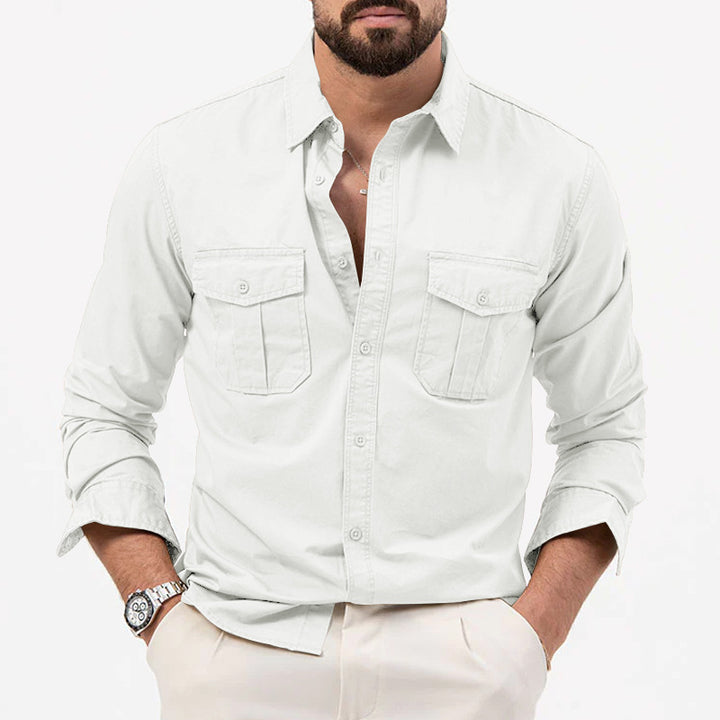 Men's narrow fit casual shirt with chest pockets and Kent collar StylebySassy