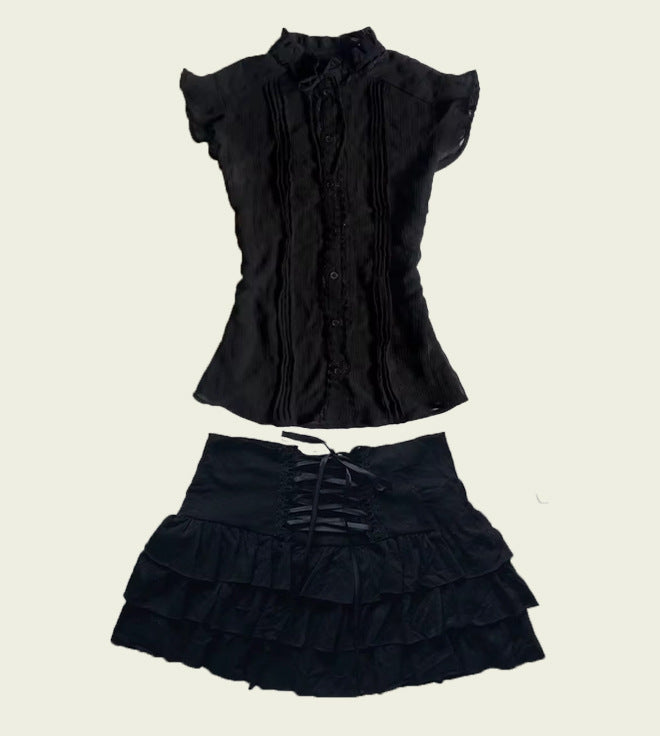 Women's Ruffle Skirt with Laced Top StylebySassy