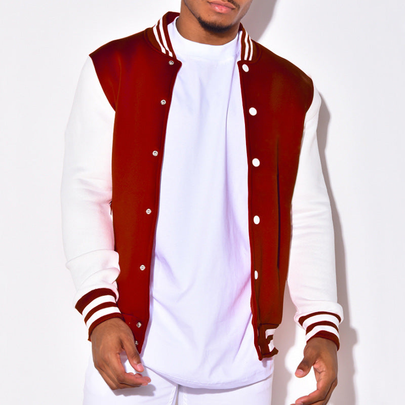 Men's Nano Retro Sports Bomber Jacket with Press Button Placket, Contrast Sleeves and Ribbed Cuffs StylebySassy