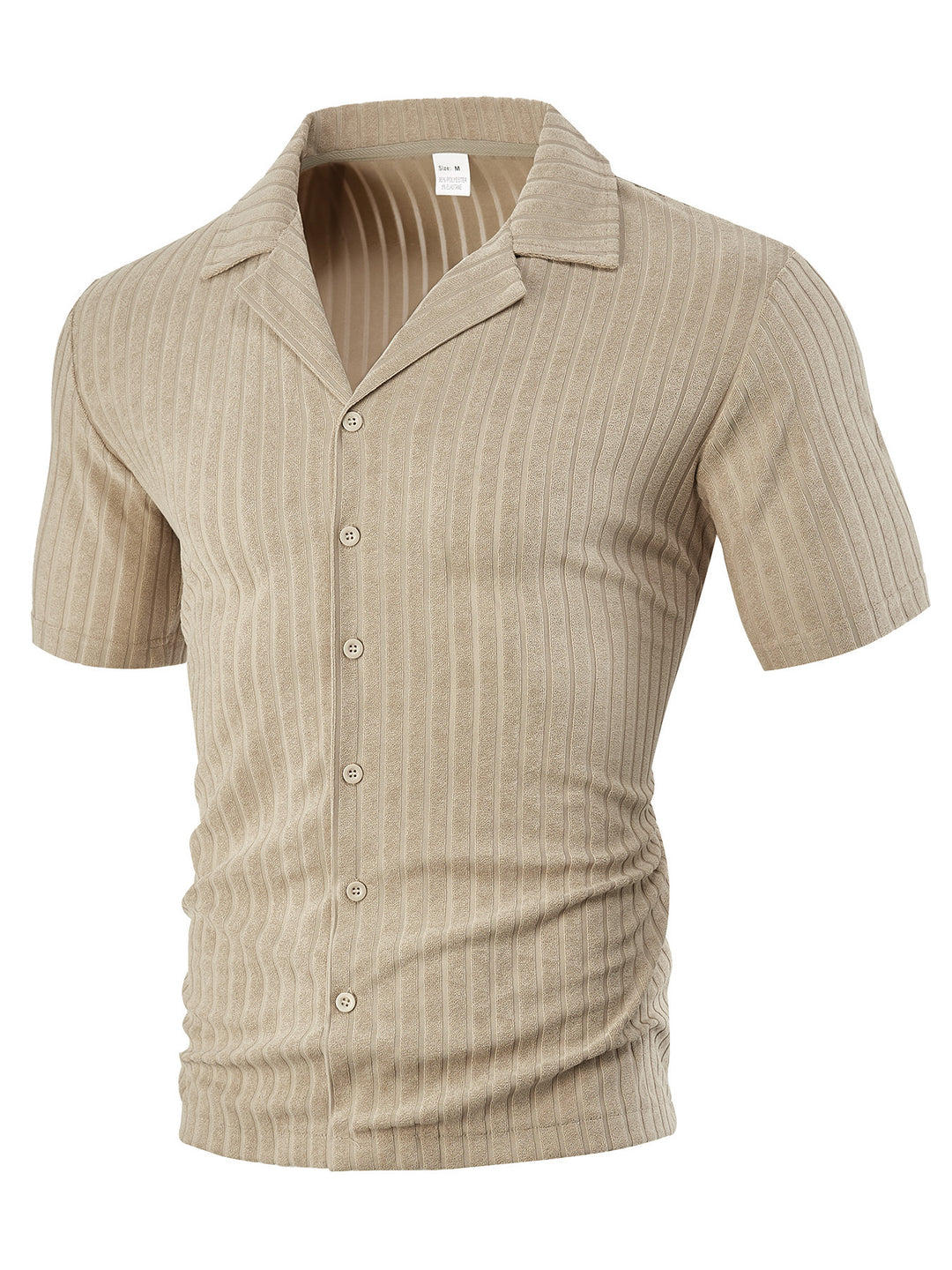 Men's fine ribbed short-sleeve knitted shirt with notch collar and full-button placket StylebySassy