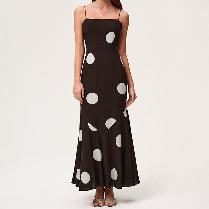 Women's maxi dress with elegant polka dot pattern StylebySassy