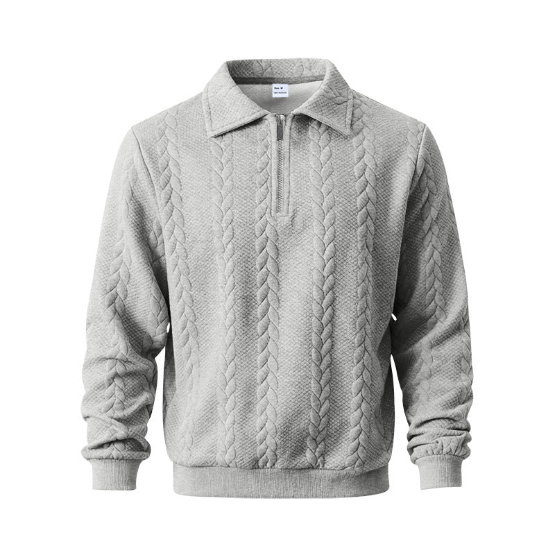 Men's coarse knitted troyer with short zipper and polo collar StylebySassy