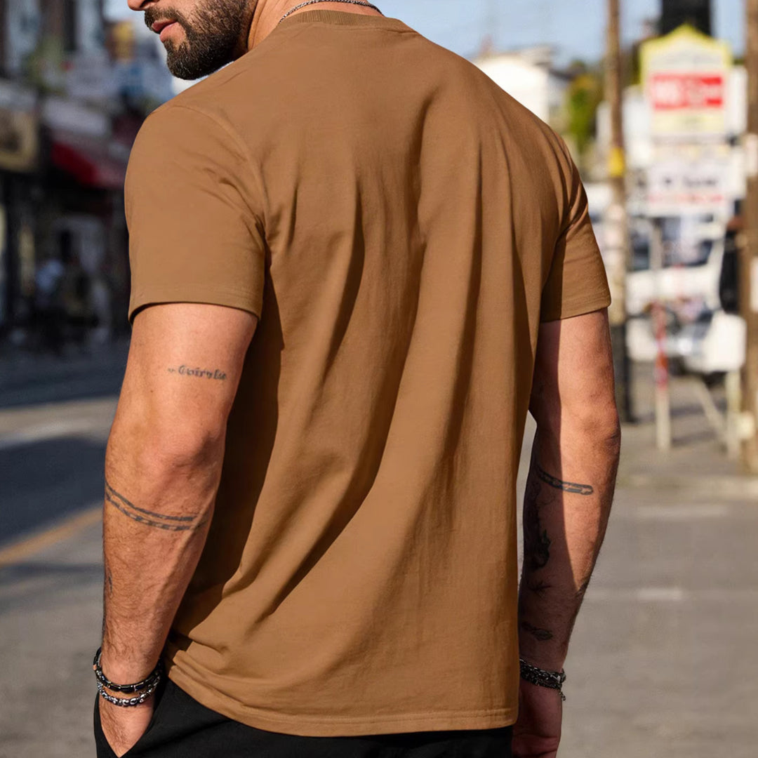 Men's body-hugging high-quality cotton shirt with round neck StylebySassy