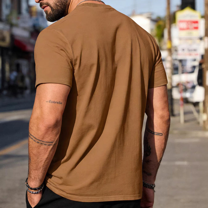 Men's body-hugging high-quality cotton shirt with round neck StylebySassy