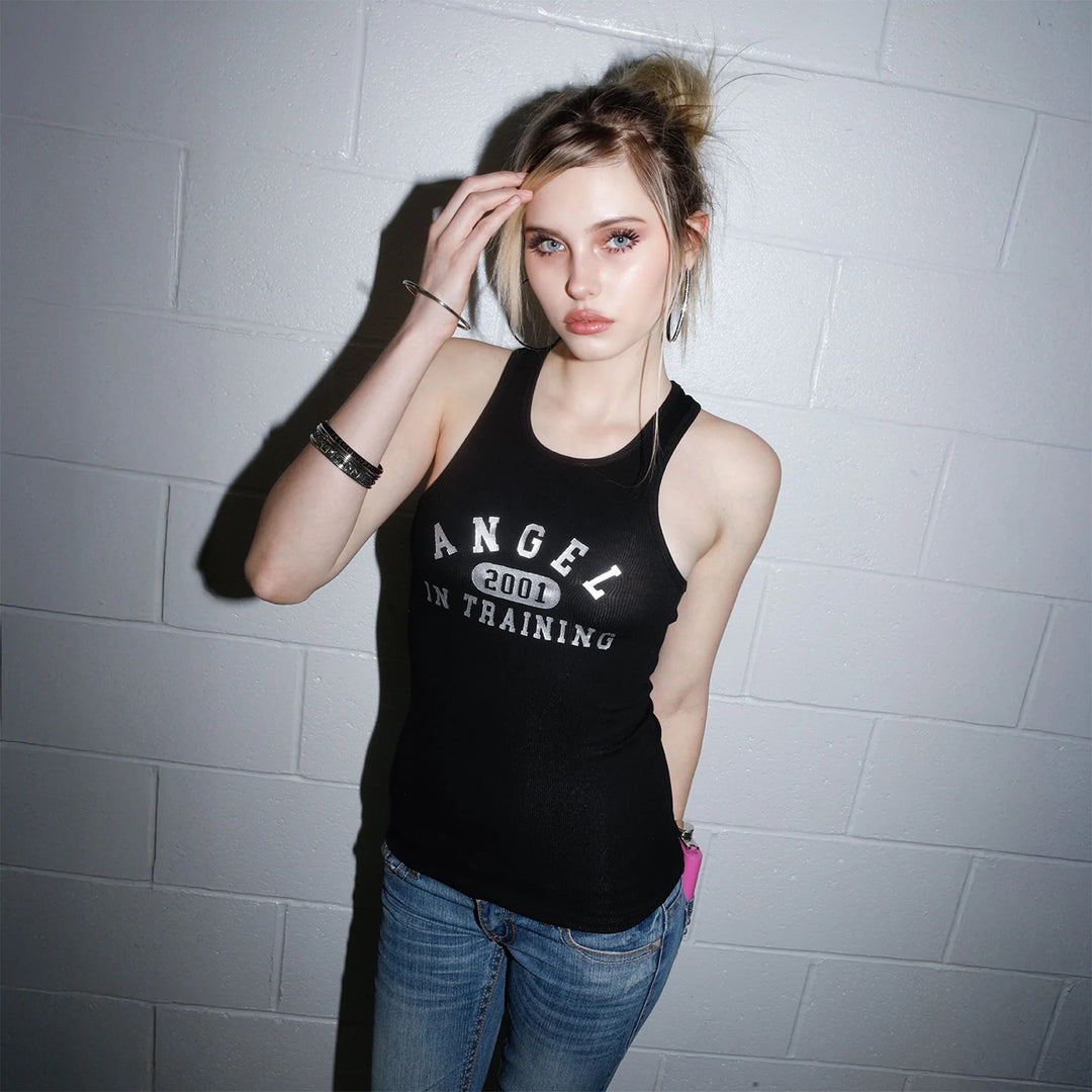 Women's Sporty Muscle Shirt with Graphic Print StylebySassy
