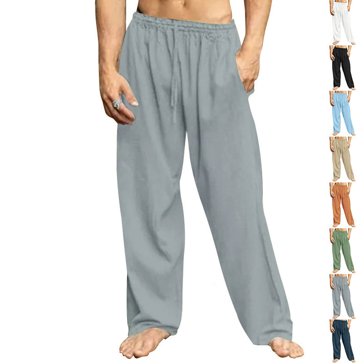 Men's relaxed trousers with wide leg elastic drawstring waistband and side pockets StylebySassy