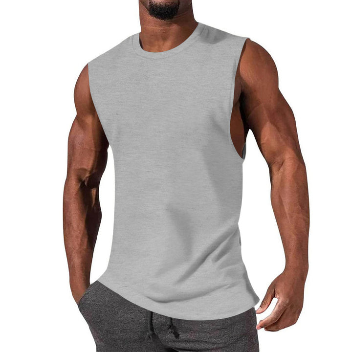 Men's athletic tank top with extra deep arm cut and elastic cotton blend StylebySassy