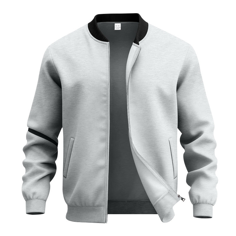 Men's lightweight bomber-style blouson with partially concealed zipper, ribbed cuffs, and side pockets StylebySassy