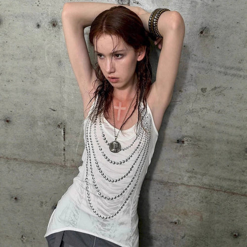 Women's Glittering Tank Top with Asymmetrical Cut StylebySassy