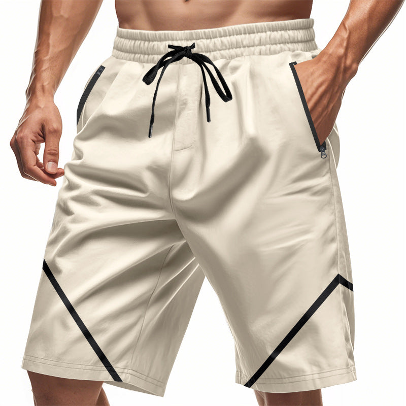 Men's breathable training shorts with zippered pockets and elastic drawstring waistband StylebySassy