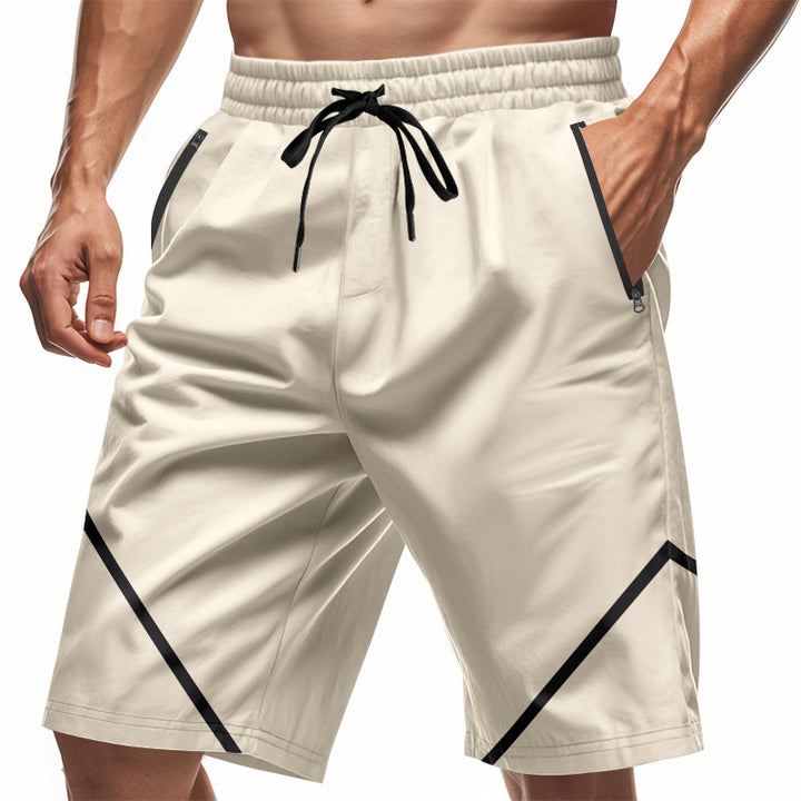 Men's breathable training shorts with zippered pockets and elastic drawstring waistband StylebySassy