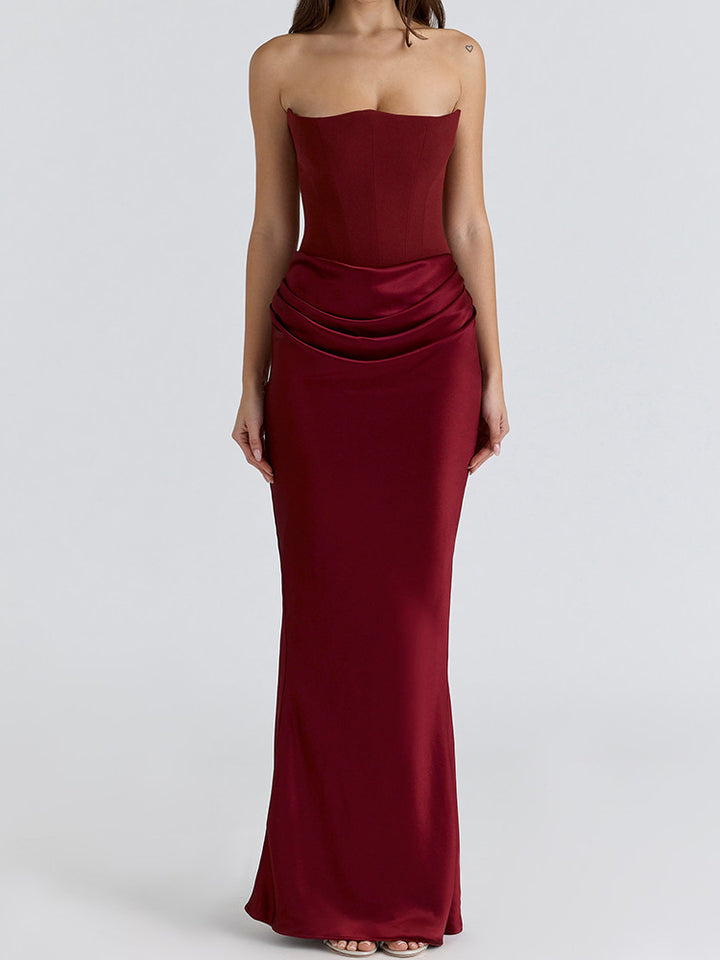 Women Elegant Evening Dress with Structured Corset Top and Flowing Skirt StylebySassy