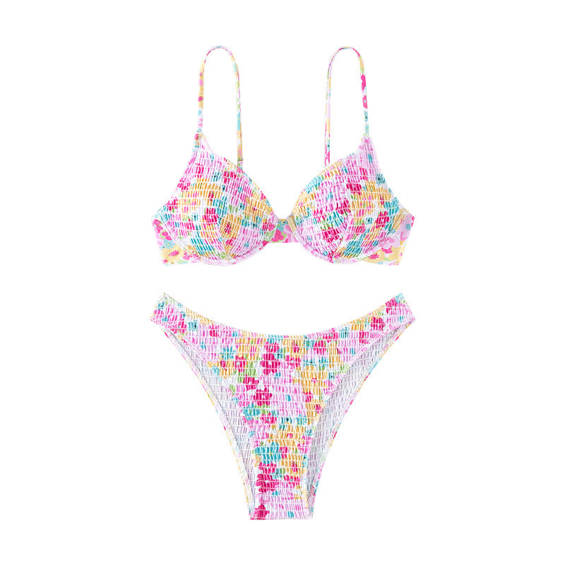 Women Colorful Push-Up Bikini with Floral Design StylebySassy