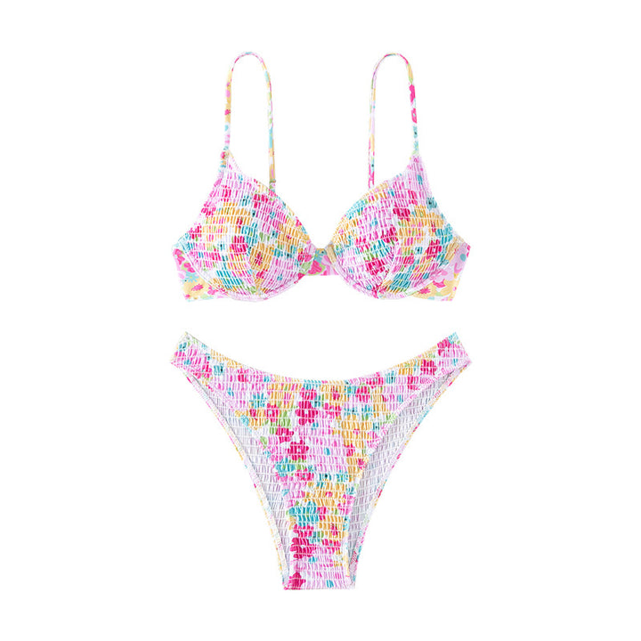 Women Colorful Push-Up Bikini with Floral Design StylebySassy
