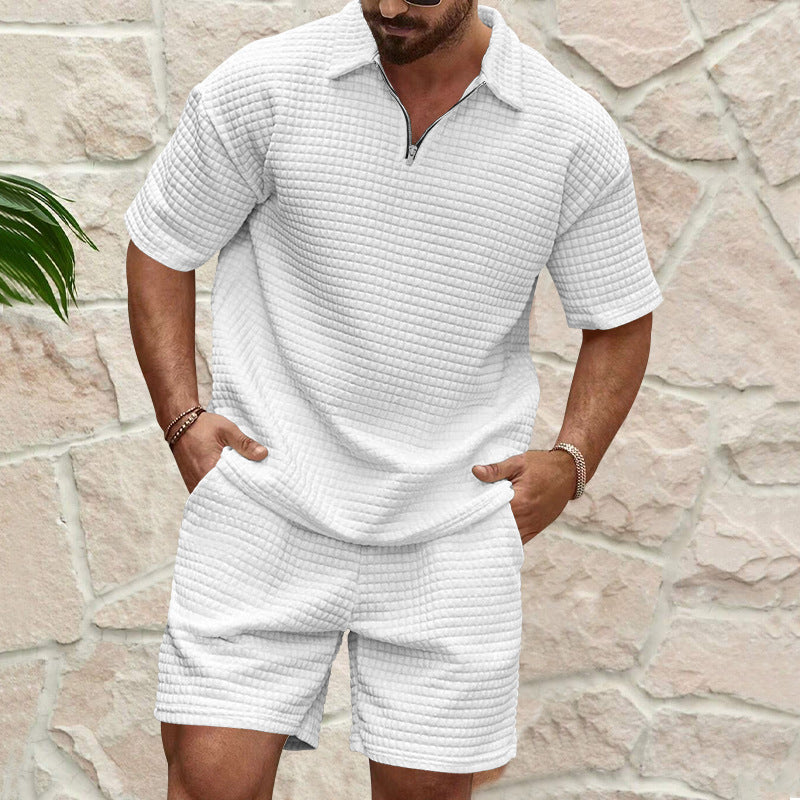 Men's two-piece structured leisure set with zip collar StylebySassy