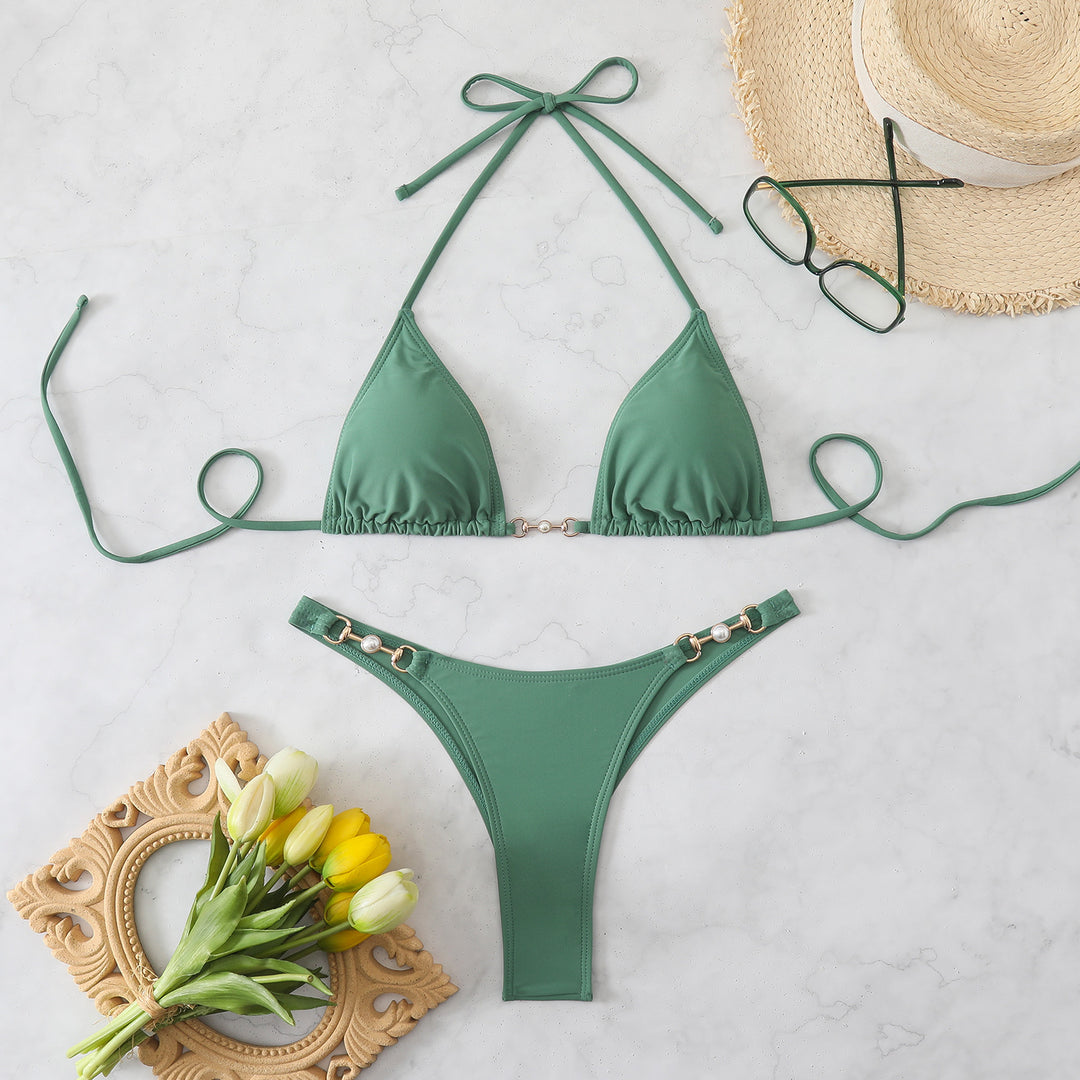 Ladies Triangle Bikini with Elegant Decorations StylebySassy