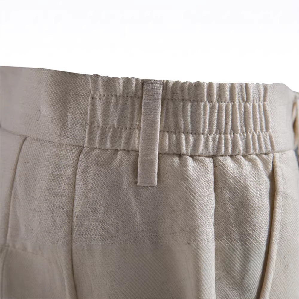 Men's casual linen shorts with cuffs and pleats StylebySassy