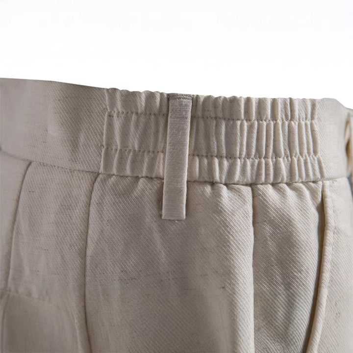 Men's casual linen shorts with cuffs and pleats StylebySassy