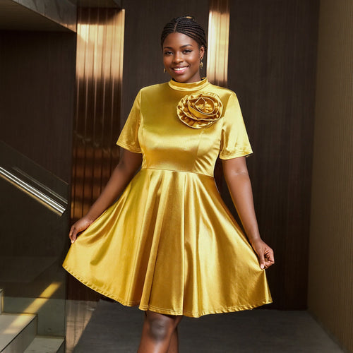 Ladies Elegant Dress with Floral Decor StylebySassy