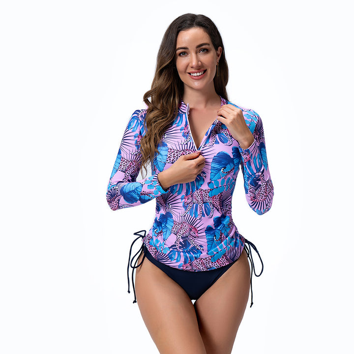 Women's Sporty Long Sleeve Rashguard with Floral Pattern StylebySassy