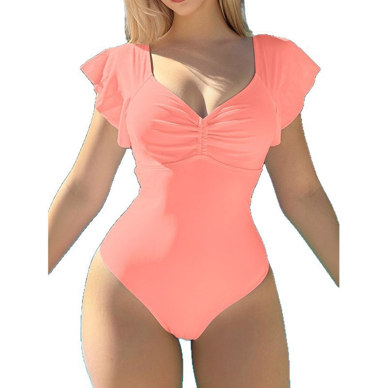 Ladies elegant one-piece swimsuit with ruffles StylebySassy