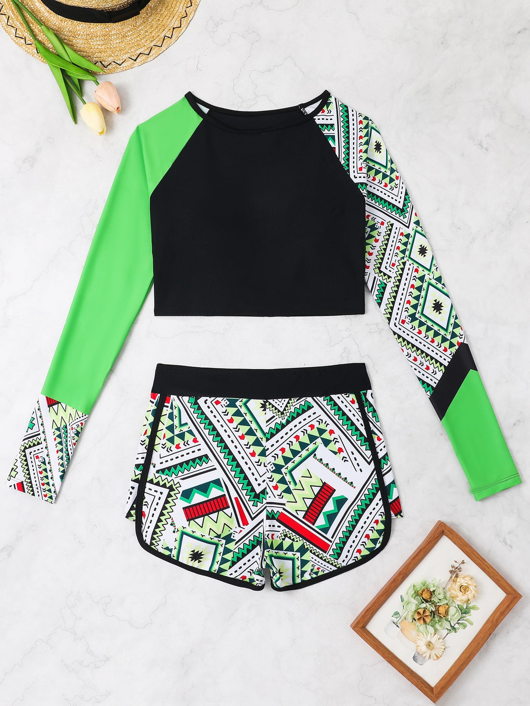 Women’s Sporty Rashguard with Colorful Pattern Mix StylebySassy