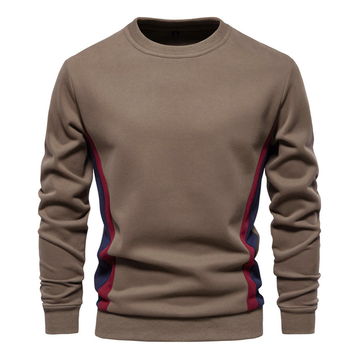 Men's round neck sweatshirt made of cotton blend with contrasting side piping and slim silhouette StylebySassy