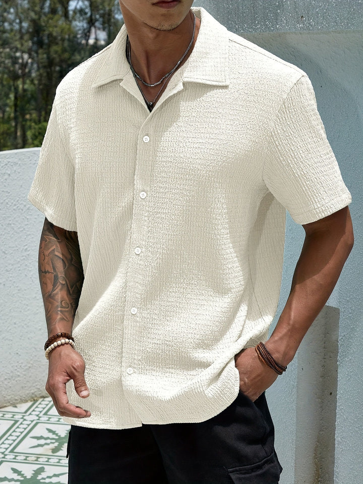 Men's casually cut shirt made of crinkled cotton blend with Kent collar StylebySassy