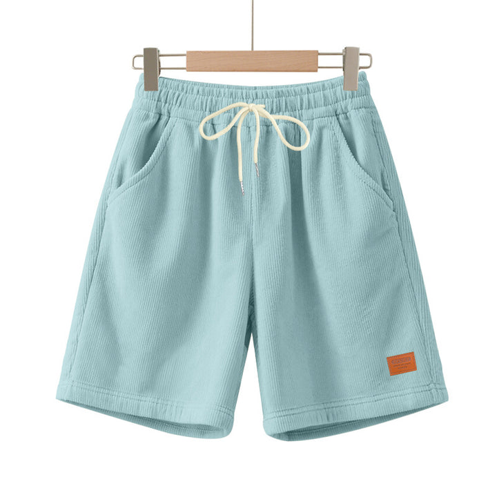 Men's casual Bermuda shorts made of finely structured cotton blend with elastic waistband and drawstring StylebySassy