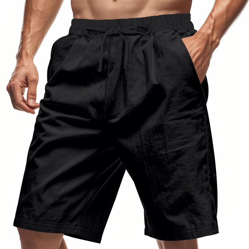 Men's casual bermuda shorts made of cotton blend with elastic waistband, drawstring, and side pockets StylebySassy