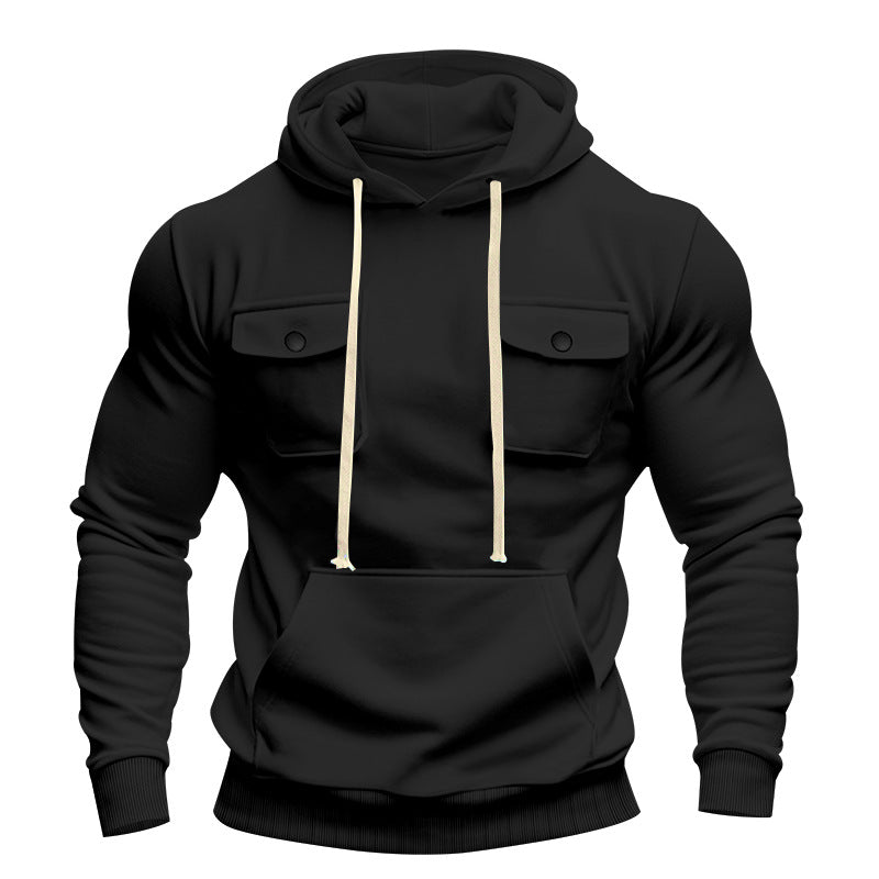 Men's urban hoodie with chest flaps, kangaroo pocket, and athletic fit StylebySassy