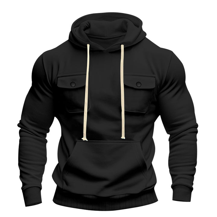 Men's urban hoodie with chest flaps, kangaroo pocket, and athletic fit StylebySassy