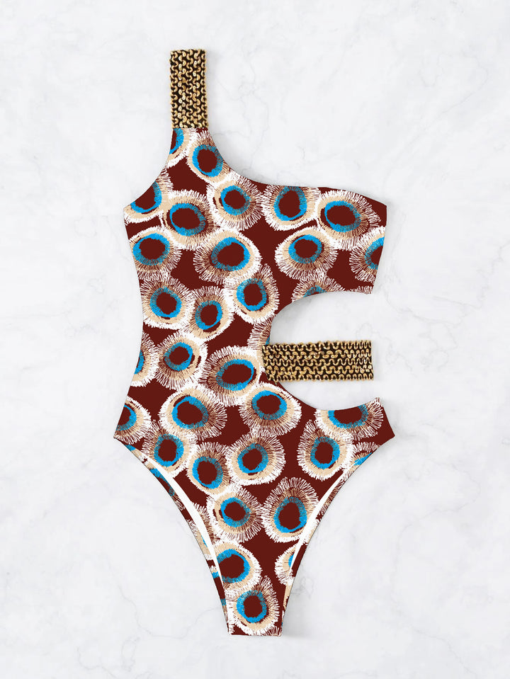 Women One-Piece Designer Swimsuit with Asymmetrical Cut and Fashionable Straps StylebySassy