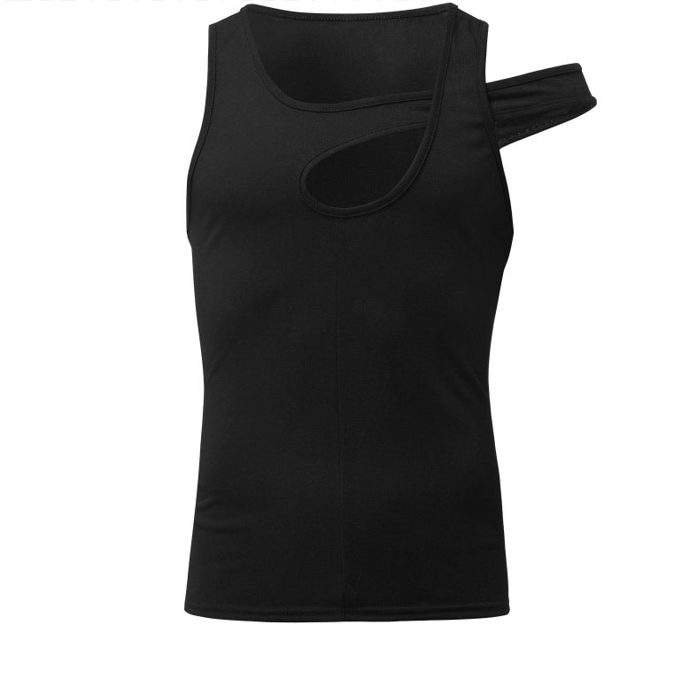 Men's nan asymmetrical sleeveless tank top with cut-out insert made of cotton-elastane StylebySassy