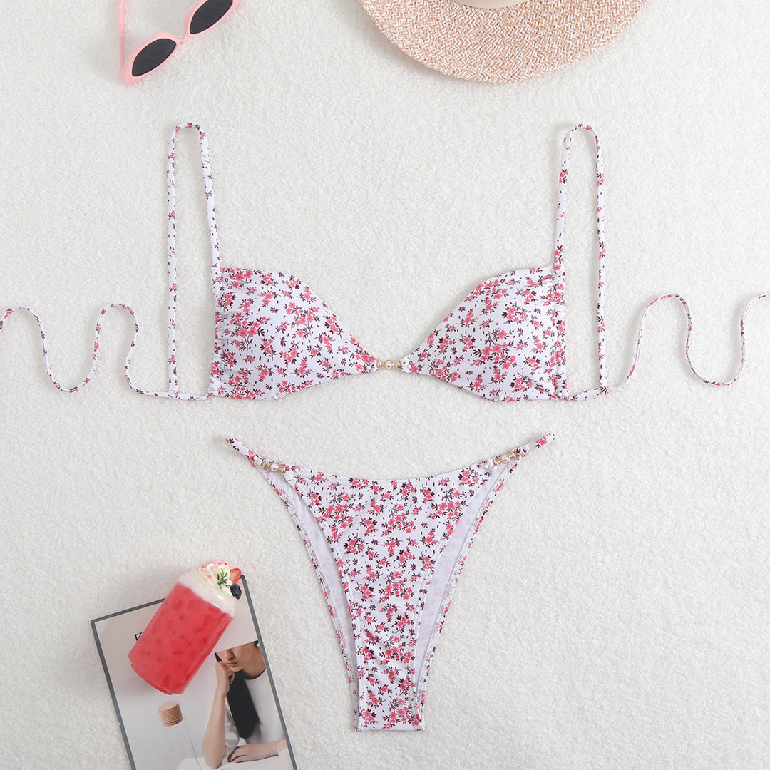 Women’s Triangle Bikini with adjustable straps and elegant floral print StylebySassy