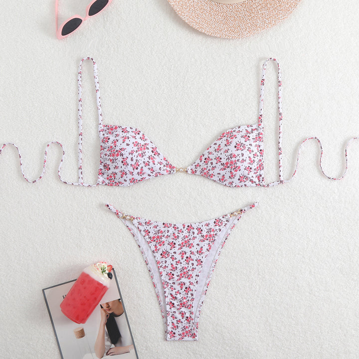 Women’s Triangle Bikini with adjustable straps and elegant floral print StylebySassy