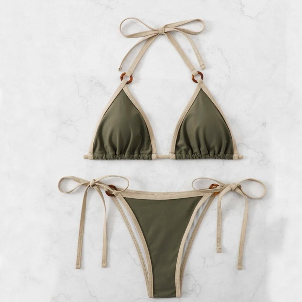 Ladies triangle bikini with adjustable straps and ring details StylebySassy