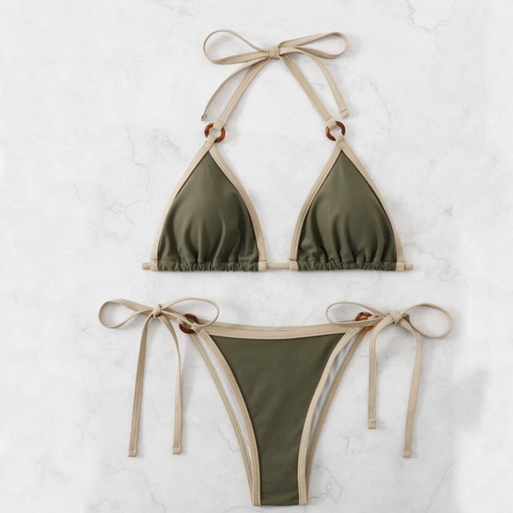 Ladies triangle bikini with adjustable straps and ring details StylebySassy
