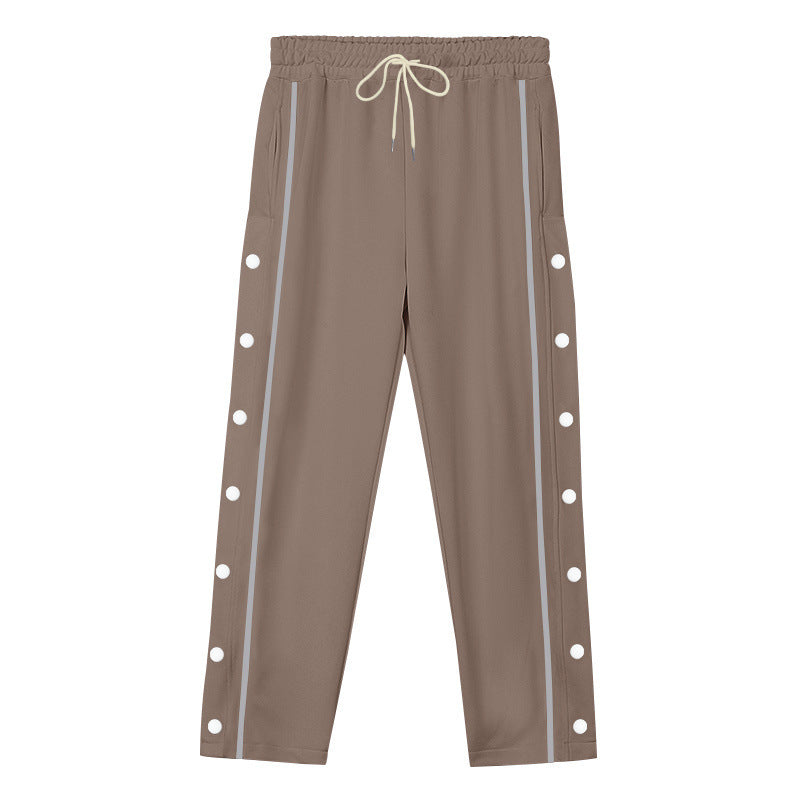 Unisex nan light sports training pants with snap button placket and elastic drawstring waistband StylebySassy