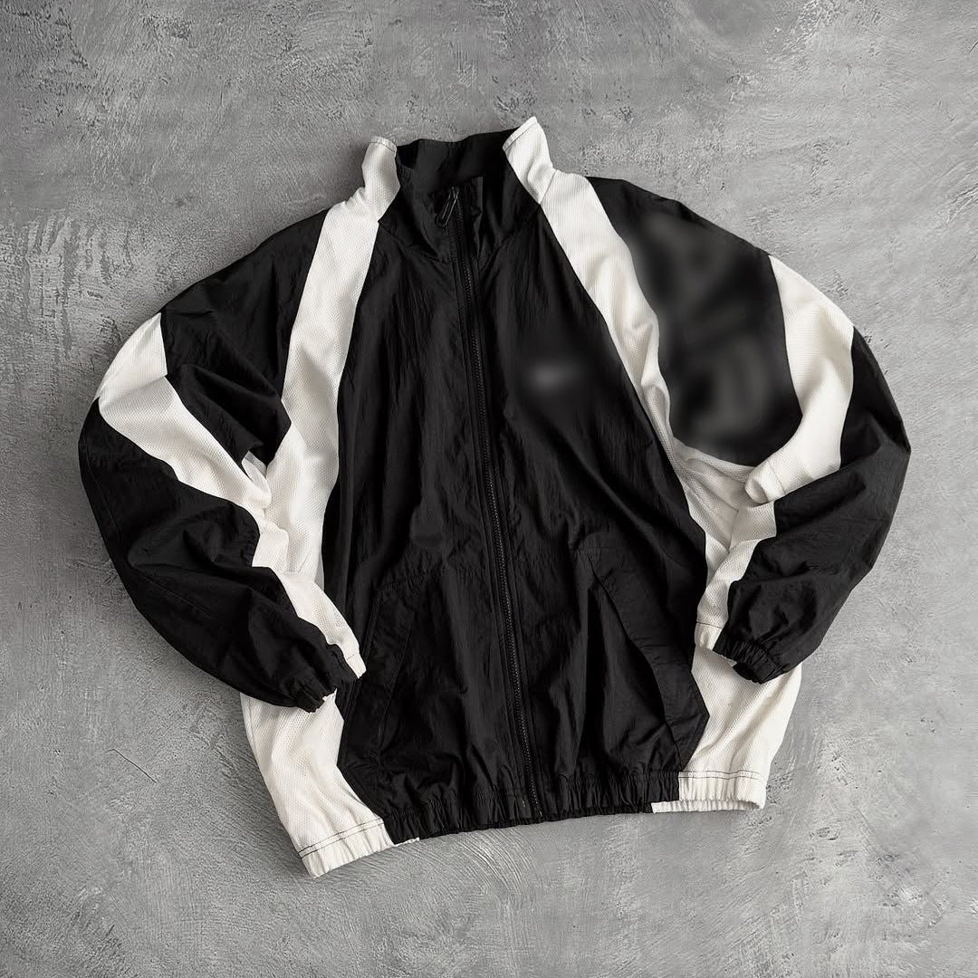 Unisex nan breathable lightweight wind and training jacket with mesh lining, stand collar and elastic hem StylebySassy