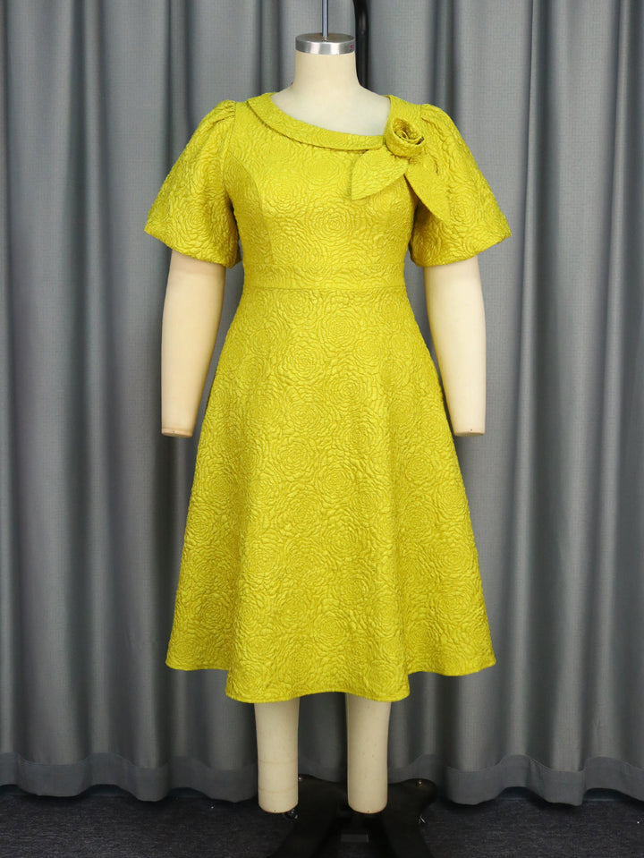 Women's Elegant Dress with Structured Flower Appliqué StylebySassy