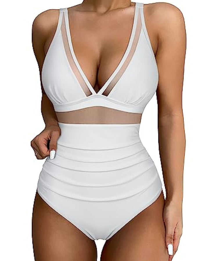 Women High-Cut Swimsuit with Transparent Inserts StylebySassy