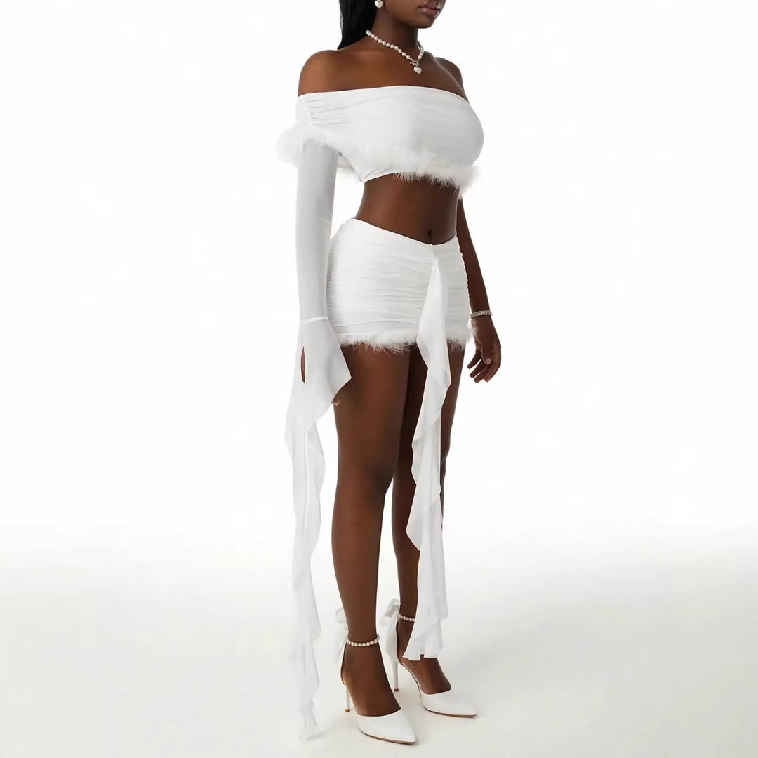 Women's Trendy Top and Short Set with Ruffles