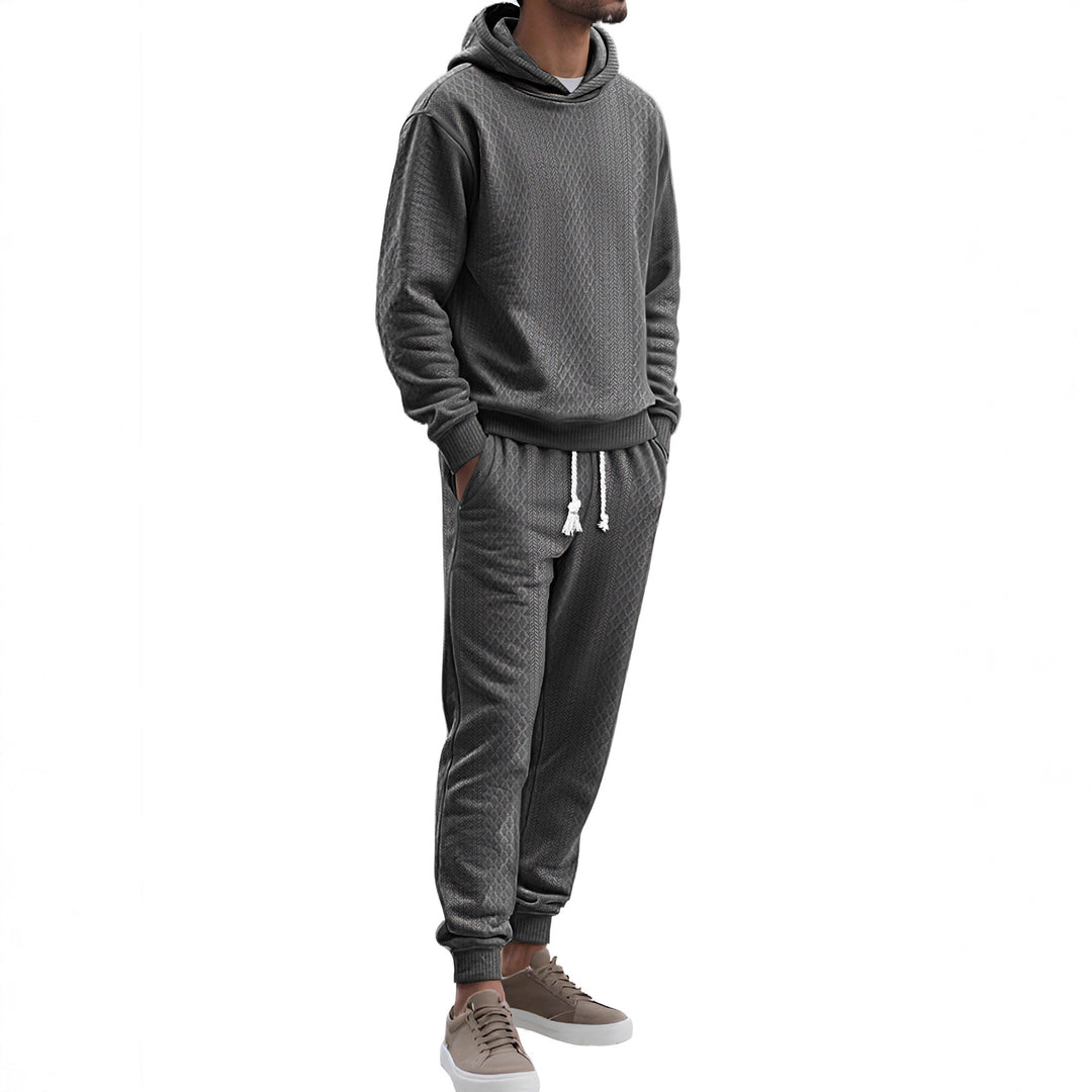 Men's structured velour tracksuit with hoodie and drawstring pants StylebySassy