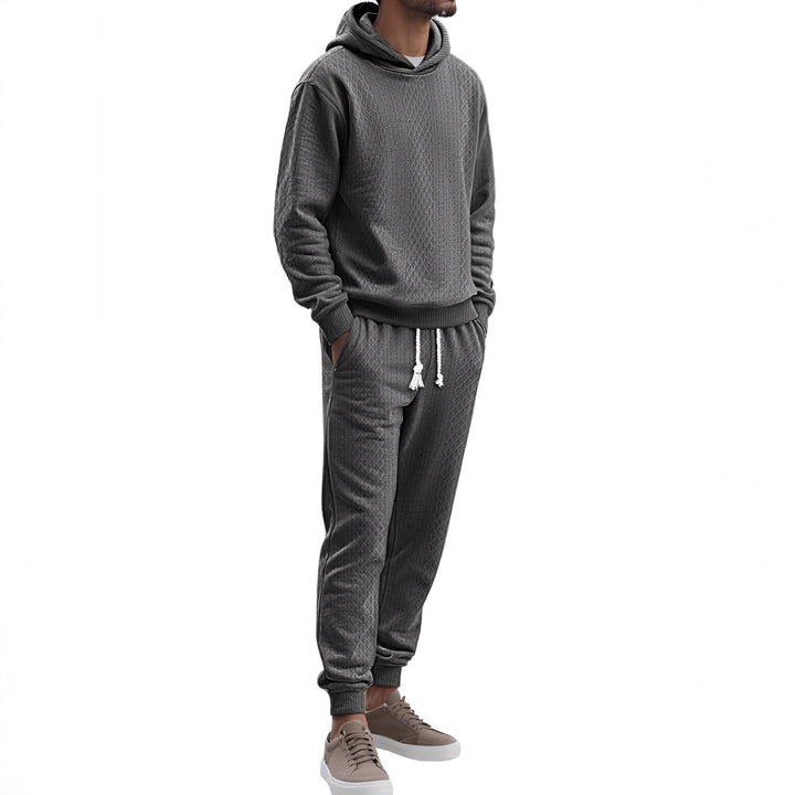 Men's structured velour tracksuit with hoodie and drawstring pants StylebySassy
